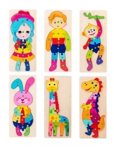 Juego Didáctico Madera 6 Puzzles Encaje Montessori-0