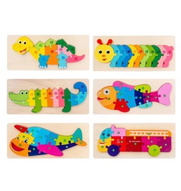Juego Didáctico Madera 6 Puzzles Encaje Montessori-3
