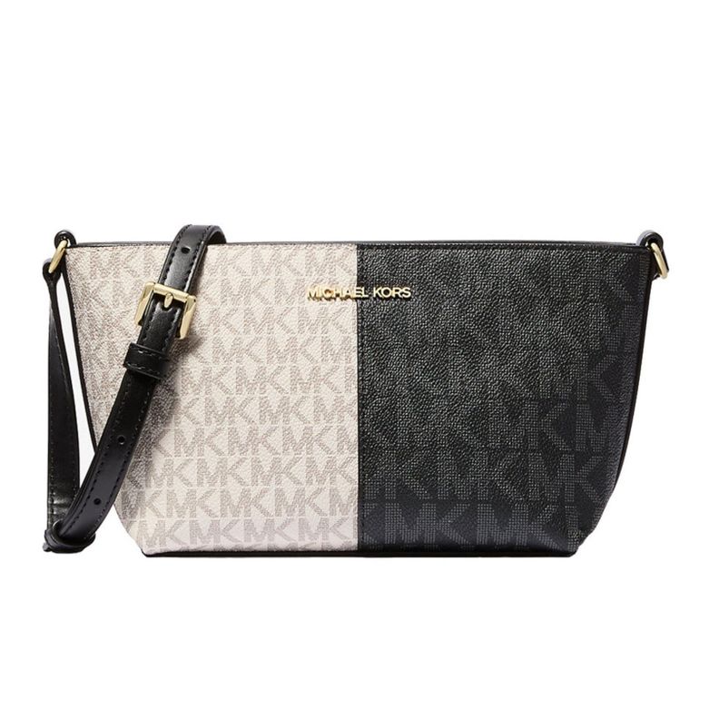 Crossbody Michael Kors Jet set small two-tone logo Negro/Blanco-0