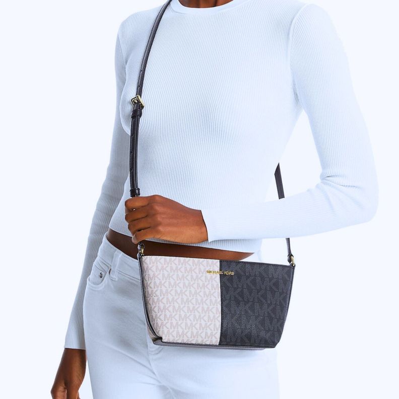 Crossbody Michael Kors Jet set small two-tone logo Negro/Blanco-2