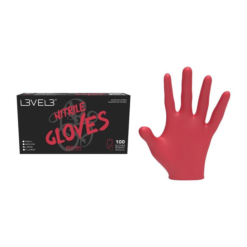 Guantes De Nitrilo Color Rojo Talla  M -1
