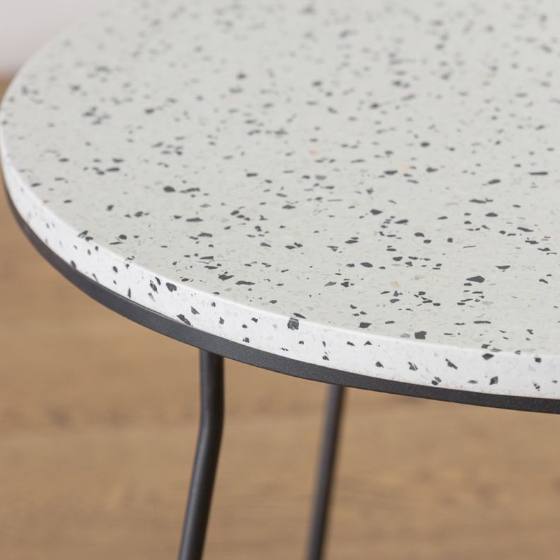 Mesa Lateral Terrazo Blanco 60-1