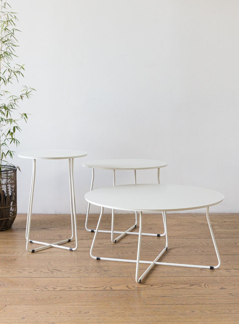 Mesa Lateral Marchena Circular Metal Blanca V-2