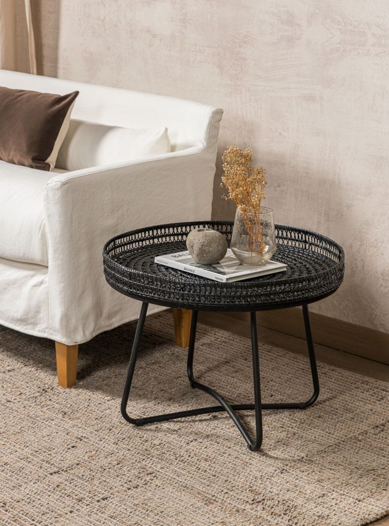 Mesa Rattan Metal Negro Amoble