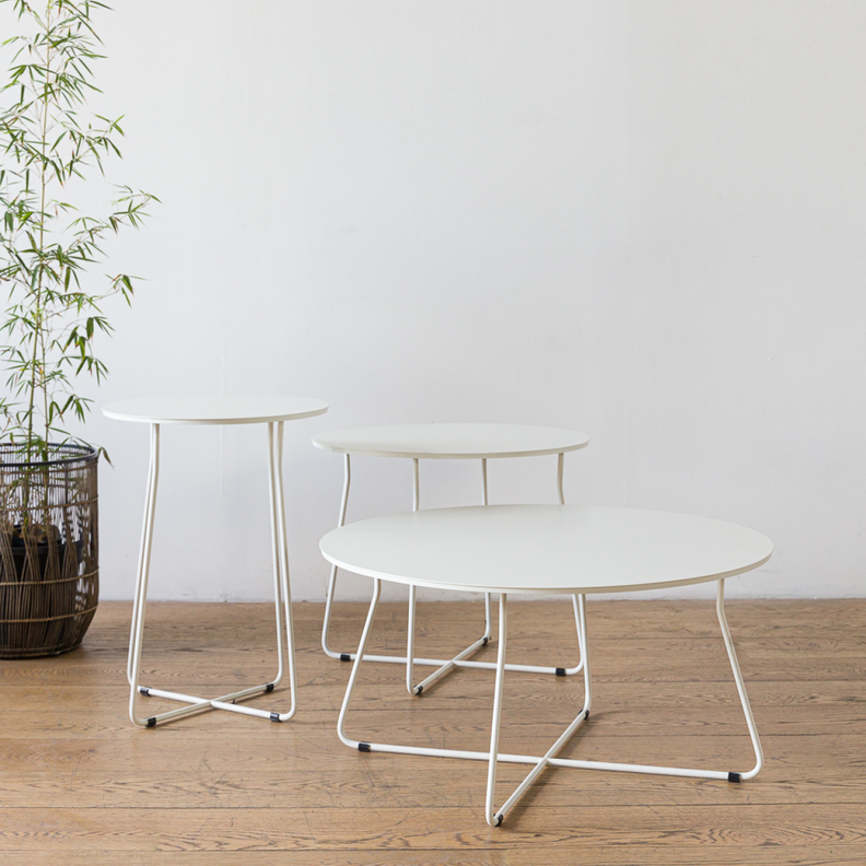 Mesa Lateral Marchena Circular Metal Blanca V-6