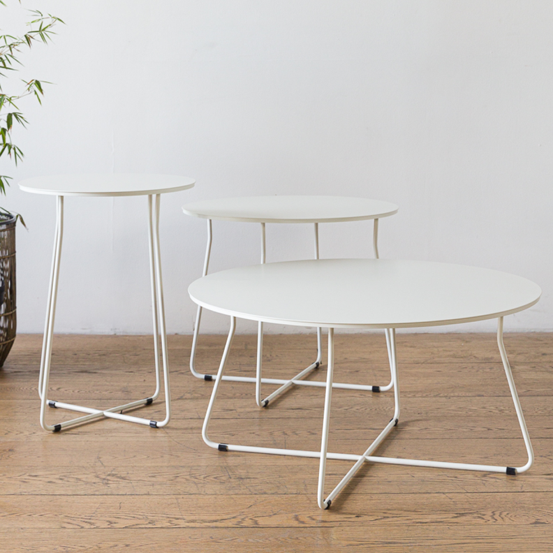 Mesa Lateral Marchena Circular Metal Blanca V-8