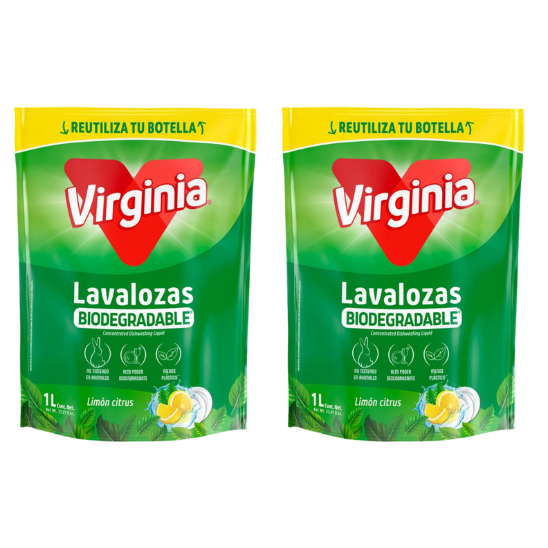 Pack 2 Virginia Lavalozas Biodegradable Limón Citrus 1 Lt-0