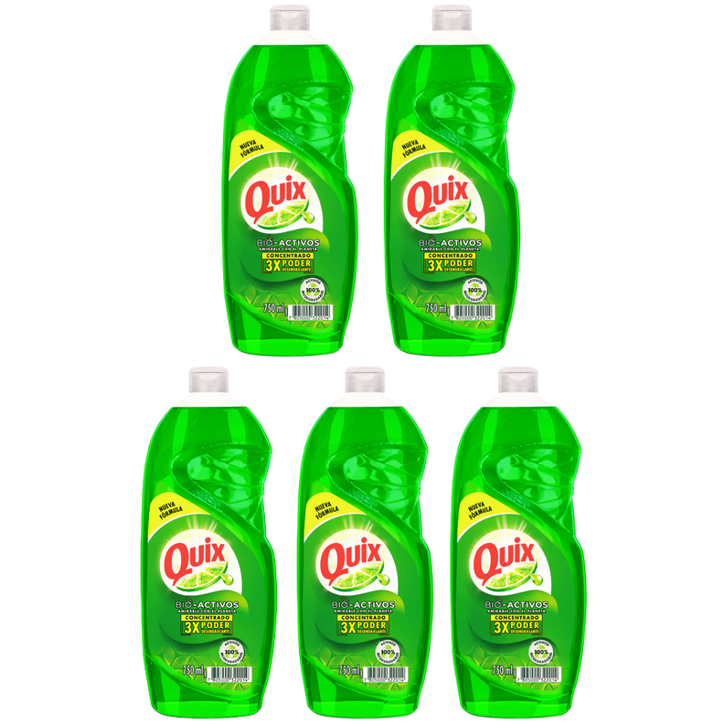 Pack 5 Lavaloza Quix Biodegradable Aroma Limón 750ml-0
