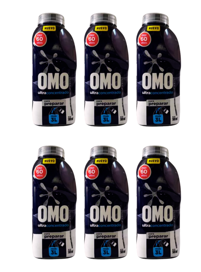 Detergente Omo Ultraconcentrado Rinde 60 Lavados Pack 6-0