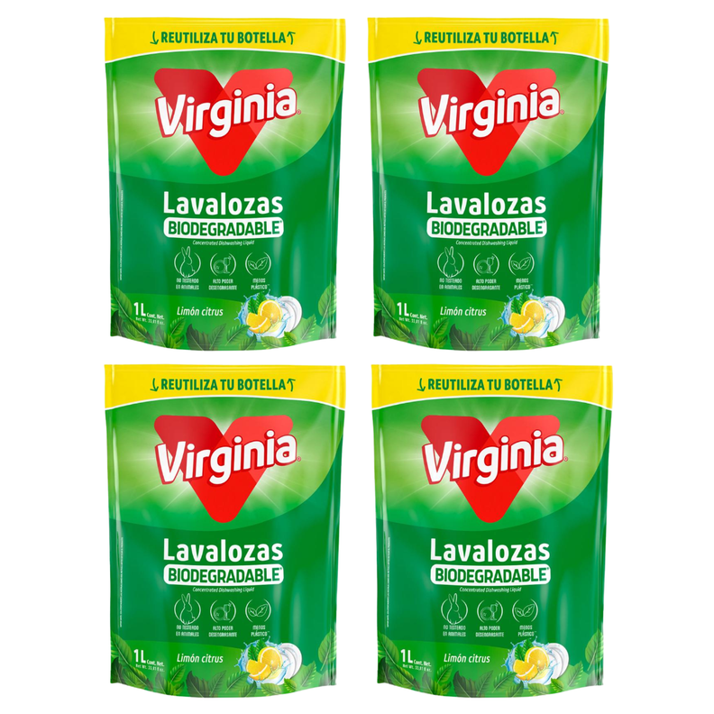 Pack 4 Lavalozas Virginia Biodegradable Limón Citrus 1 Lt-0