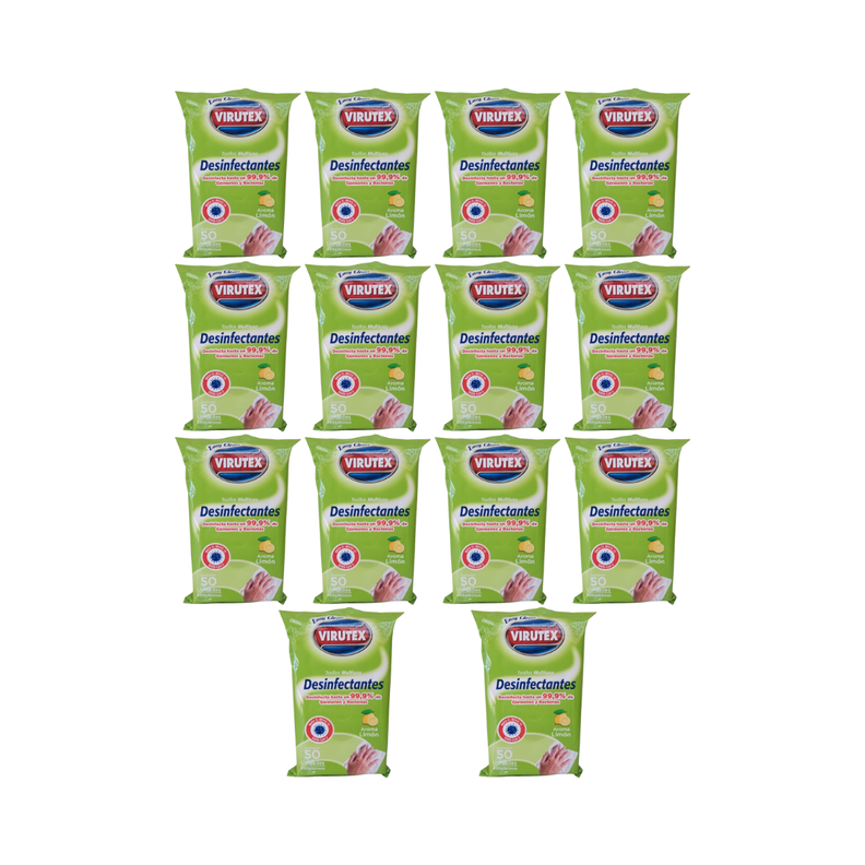 Pack 14 Paquetes Toallitas Desinfectantes Virutex Limón 50u cu