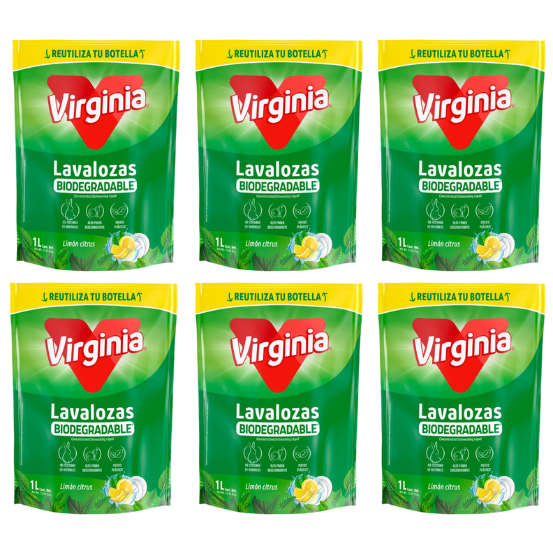 Pack 6 Lavalozas Virginia Biodegradable Limón Citrus 1 Lt-0