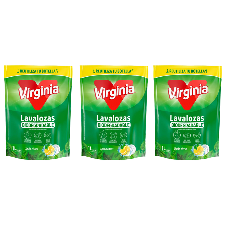 Pack 3 Lavalozas Virginia Biodegradable Limón Citrus 1 Lt-0