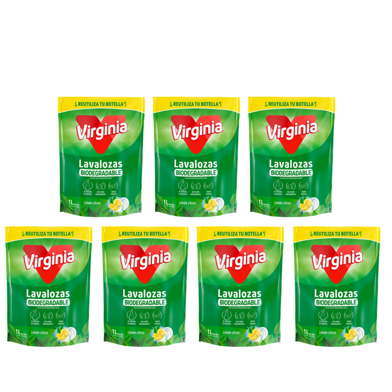 Pack 7 Lavalozas Virginia Biodegradable Limón Citrus 1 Lt-0