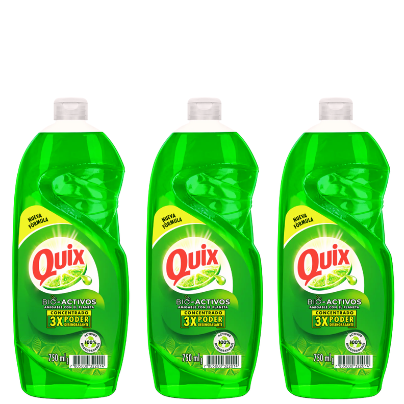 Pack 3 Lavaloza Quix Biodegradable Aroma Limón 750ml-0