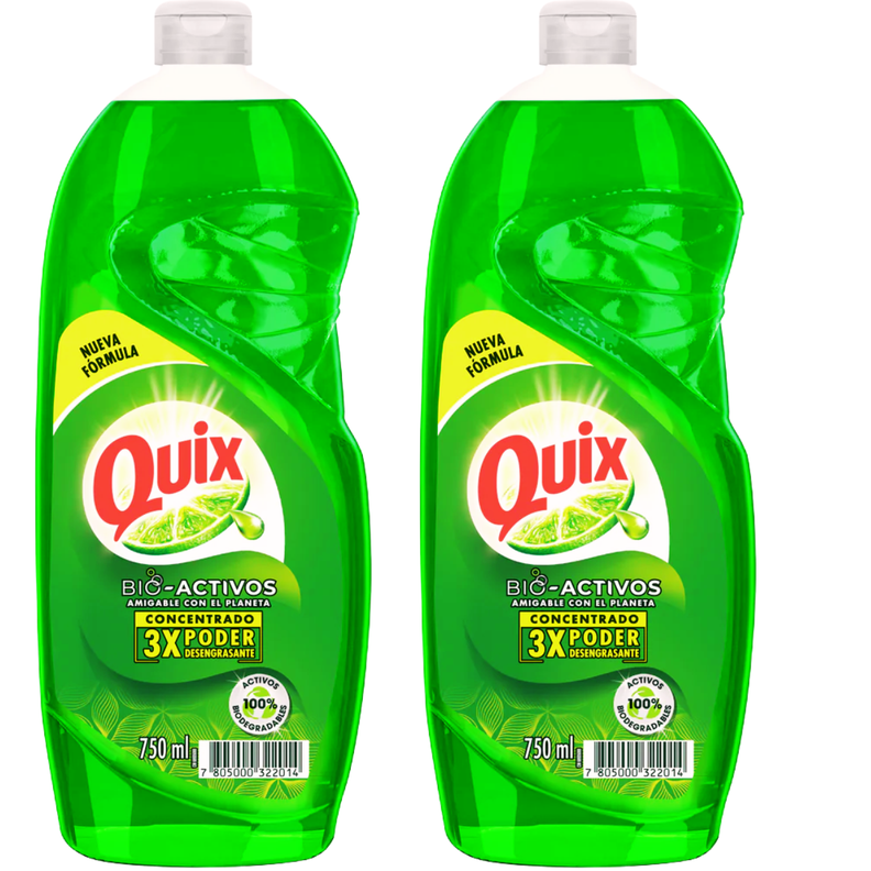 Pack 2 Lavaloza Quix Biodegradable Aroma Limón 750ml-0