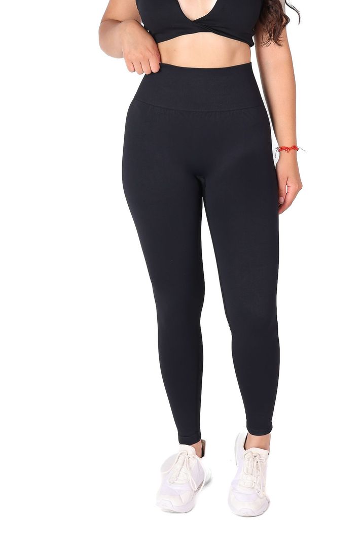 Calza Mujer Deporte Levanta cola doble Push Up Negro de Alta calidad-0