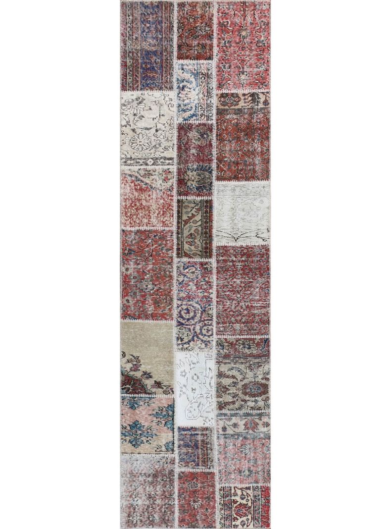 Alfombra Persa de Lana, Patchwork Vintage de 3.50 x 0.80 mts, AA023-0
