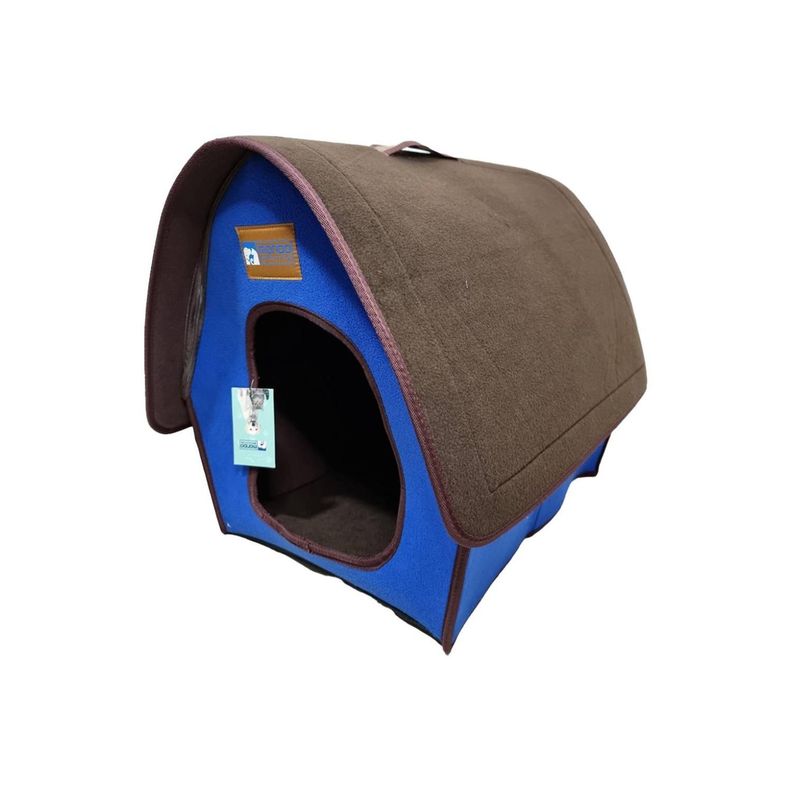 Casa Cama Pequeña Comoda Plegable Para Perros Y Gatos Azul-1