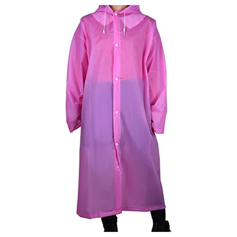 Poncho Impermeable Con Gorro Para Lluvia Rosado-0