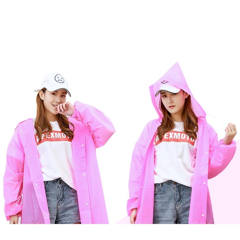 Poncho Impermeable Con Gorro Para Lluvia Rosado-1