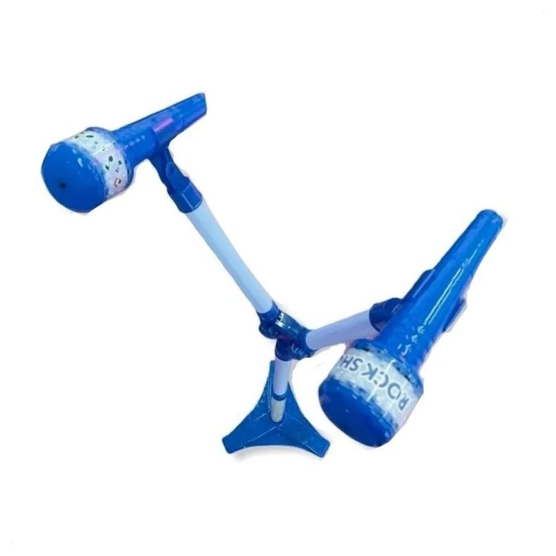 Juguete Microfono Doble Karaoke Con Luces Azul Infantil-1