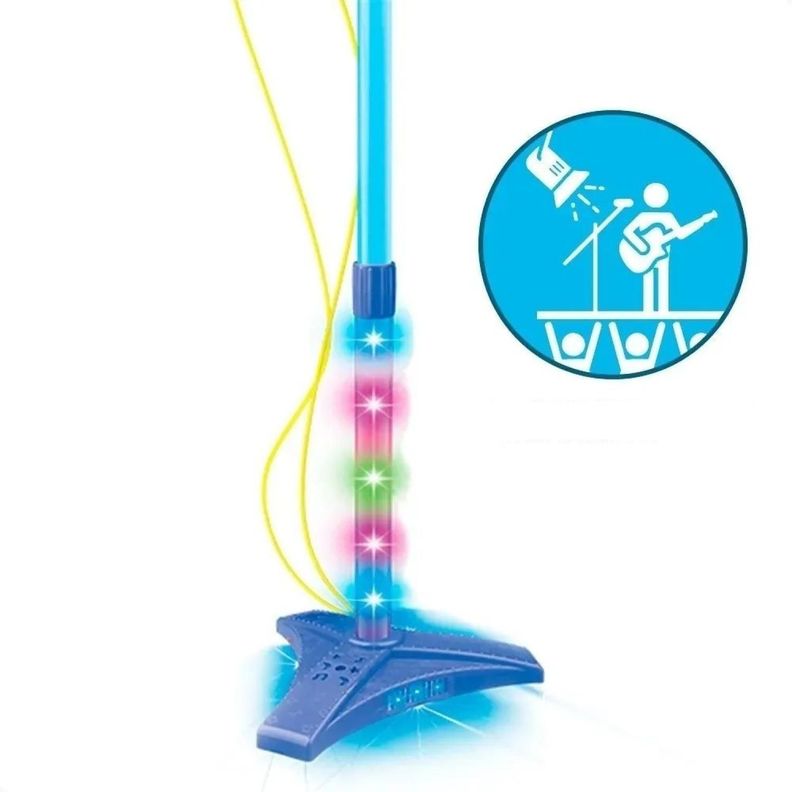 Juguete Microfono Doble Karaoke Con Luces Azul Infantil-2