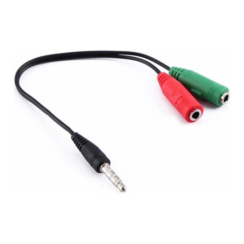 Adaptador De Audio 2 Jack Hembra A Jack 3.5 Macho  Negro