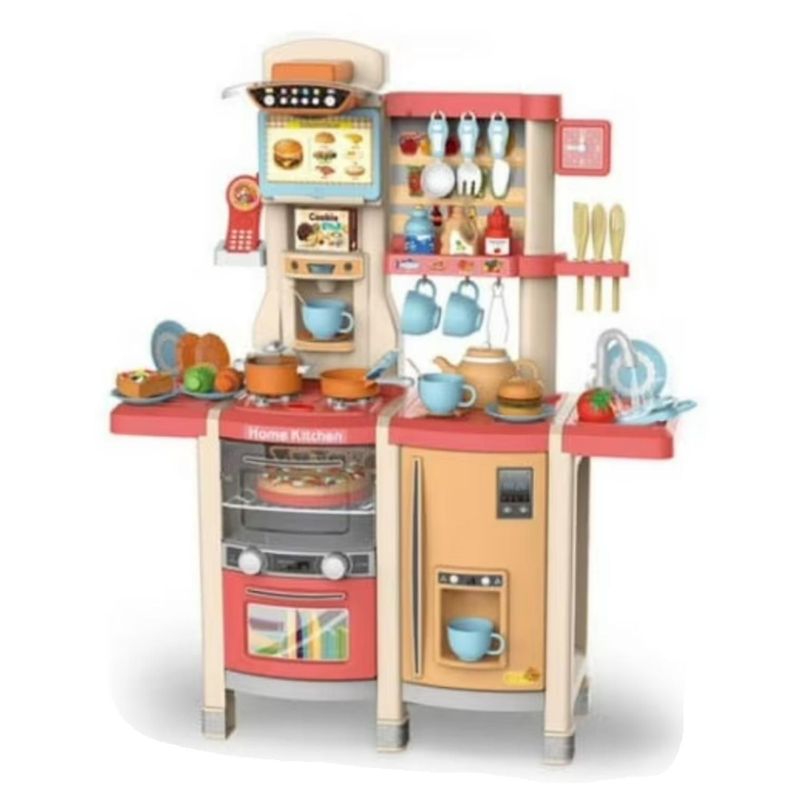 Juguete Cocina 66 Piezas 100cm Interactiva Rosada Infantil