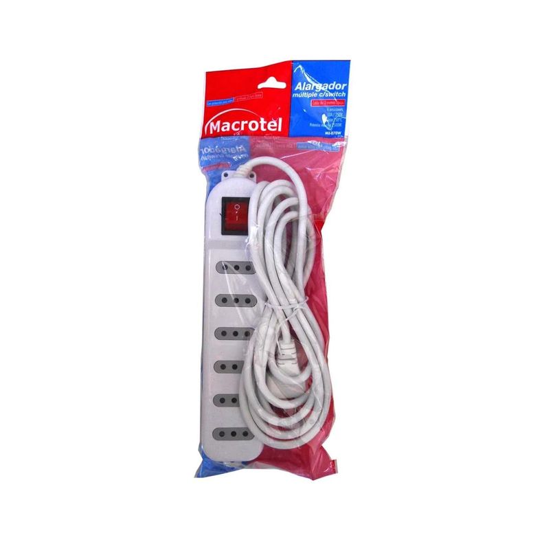 Zapatilla Alargador 3mt 6 Entradas Blanco-4