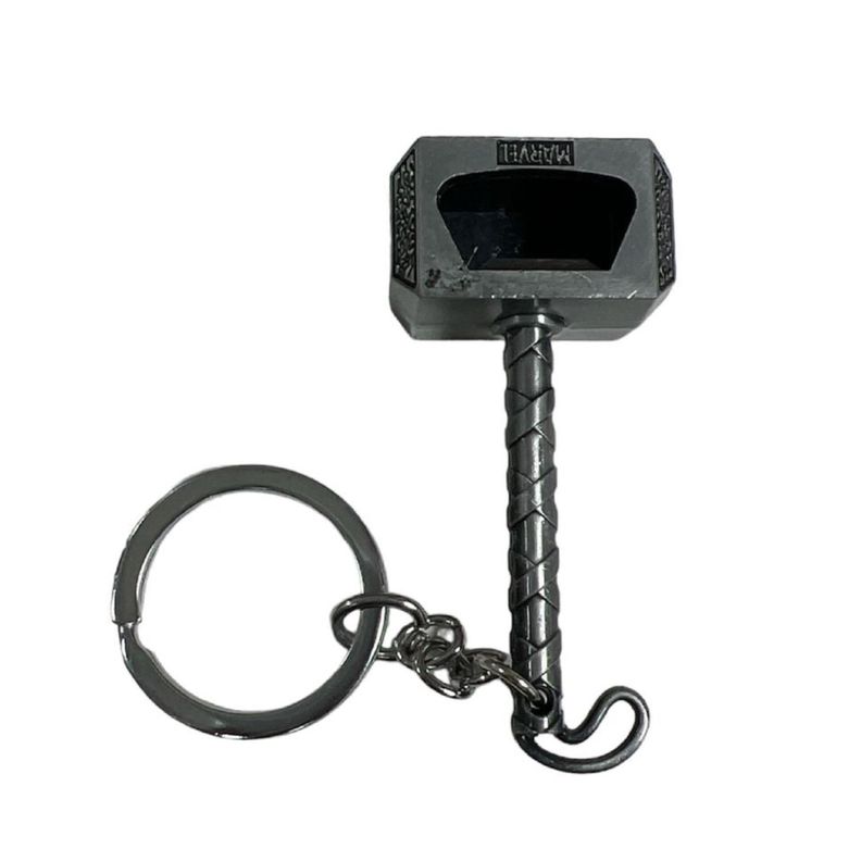 Llavero Metalico Premium Martillo De Thor Mjolnir Con Destapador Gris