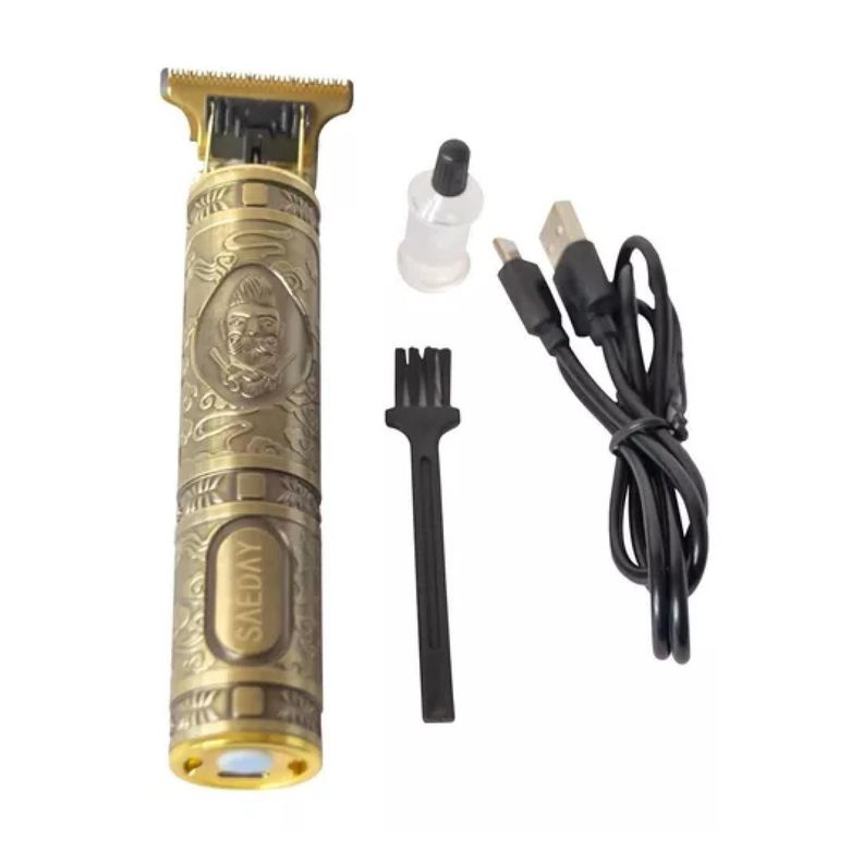 Maquina Perfiladora De Barba Y Cabello Recargable USB Dorada-1