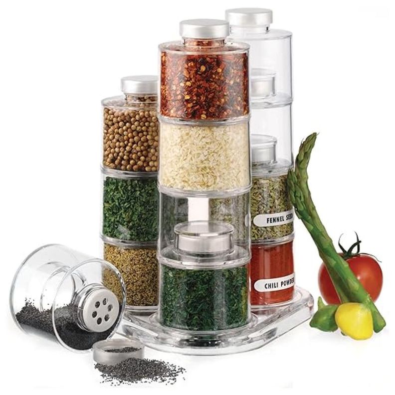 Especieros Modular Para Cocina 3 TorreS 12 Frascos Giro 360°-0