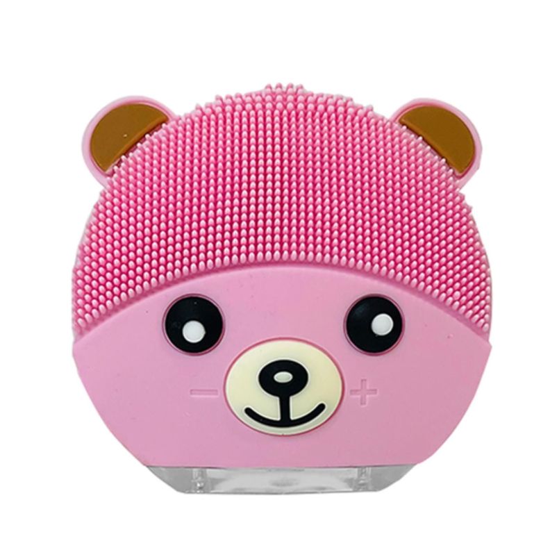 Cepillo Limpieza Facial Sonico De Silicona USB Osito Rosado-0