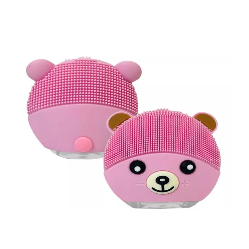 Cepillo Limpieza Facial Sonico De Silicona USB Osito Rosado-1