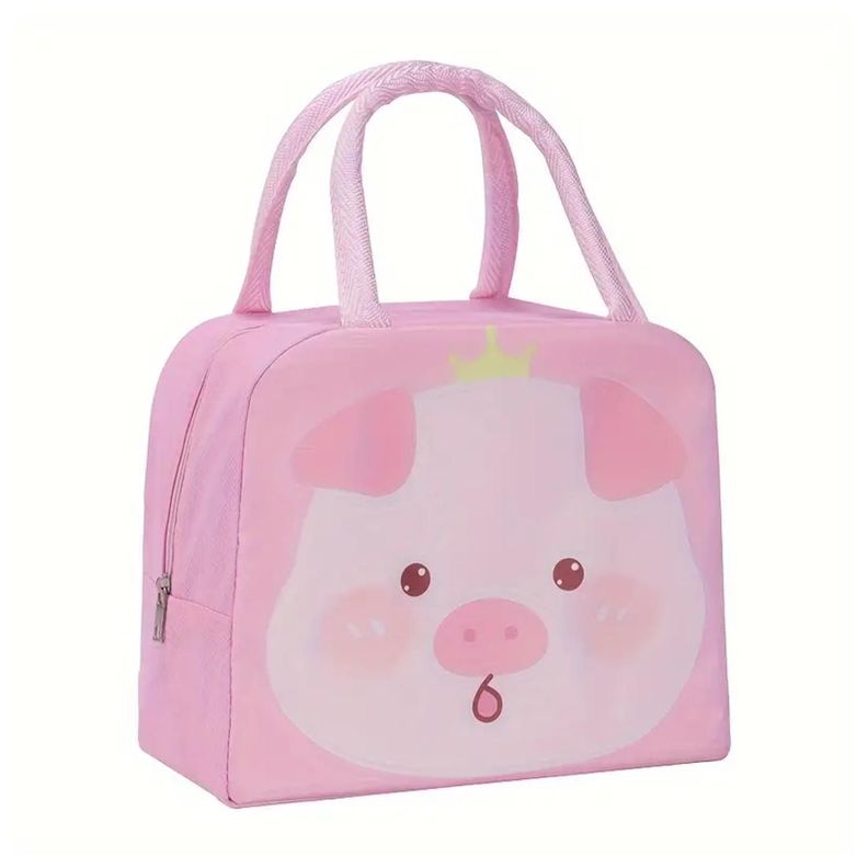Lonchera Bolsa Termica 23x10x29cm Chanchito Rosa Kawaii-0