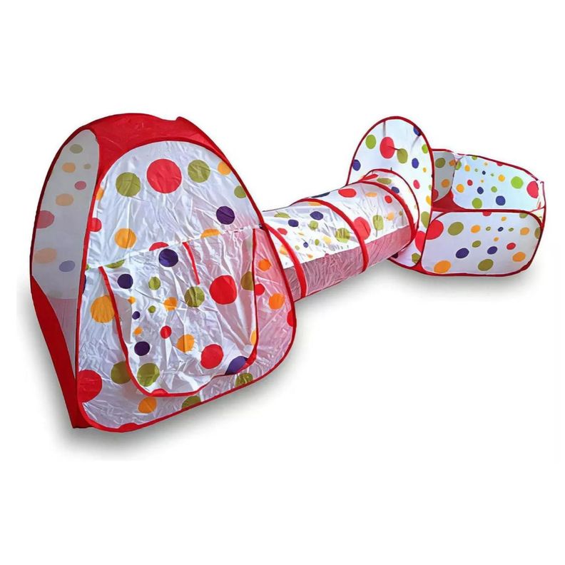 Juguete Carpa 3 En 1 Tunel Piscina De Pelotas Infantil Rojo-0
