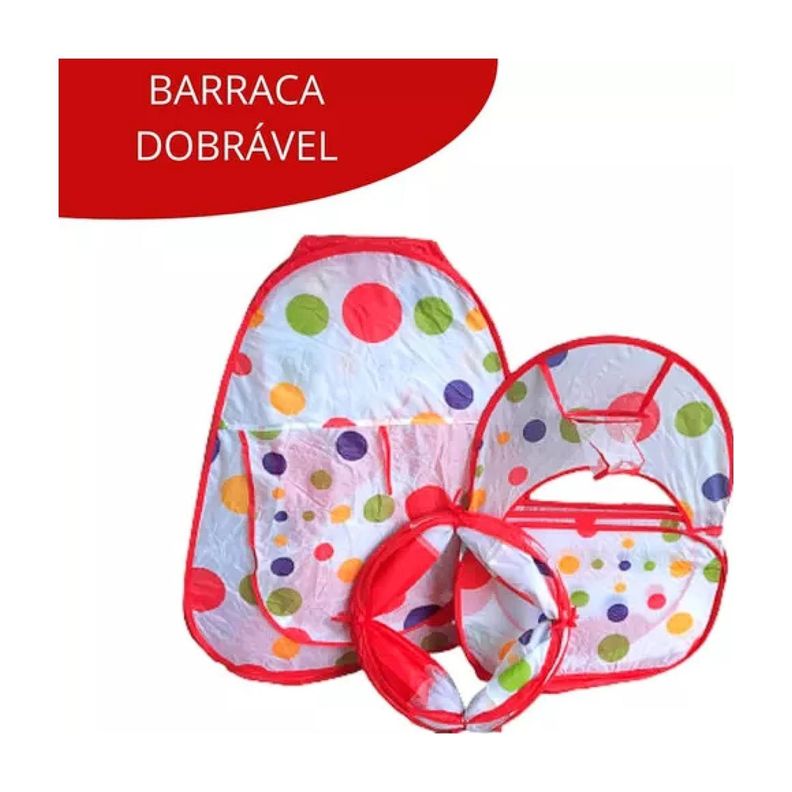 Juguete Carpa 3 En 1 Tunel Piscina De Pelotas Infantil Rojo-1