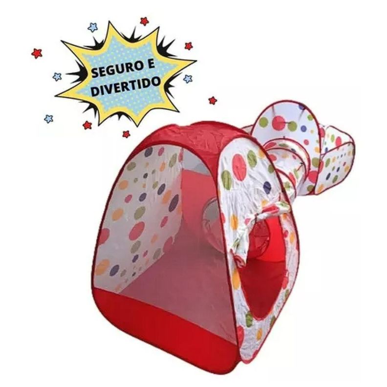 Juguete Carpa 3 En 1 Tunel Piscina De Pelotas Infantil Rojo-2