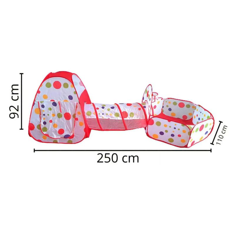 Juguete Carpa 3 En 1 Tunel Piscina De Pelotas Infantil Rojo-5