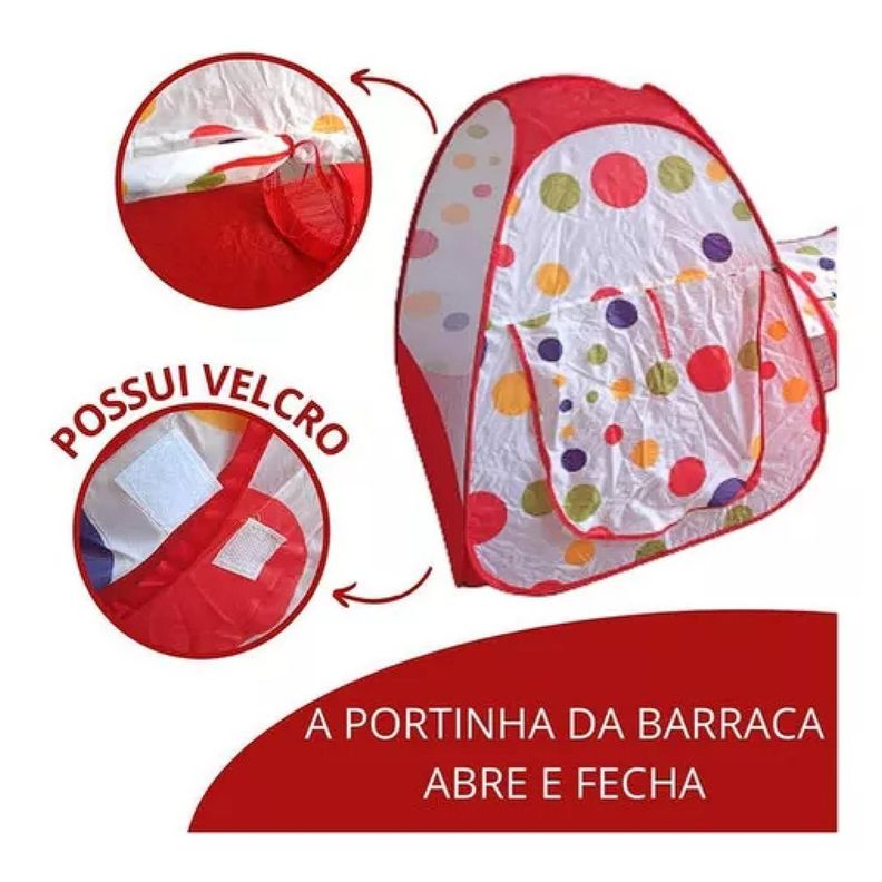 Juguete Carpa 3 En 1 Tunel Piscina De Pelotas Infantil Rojo-6