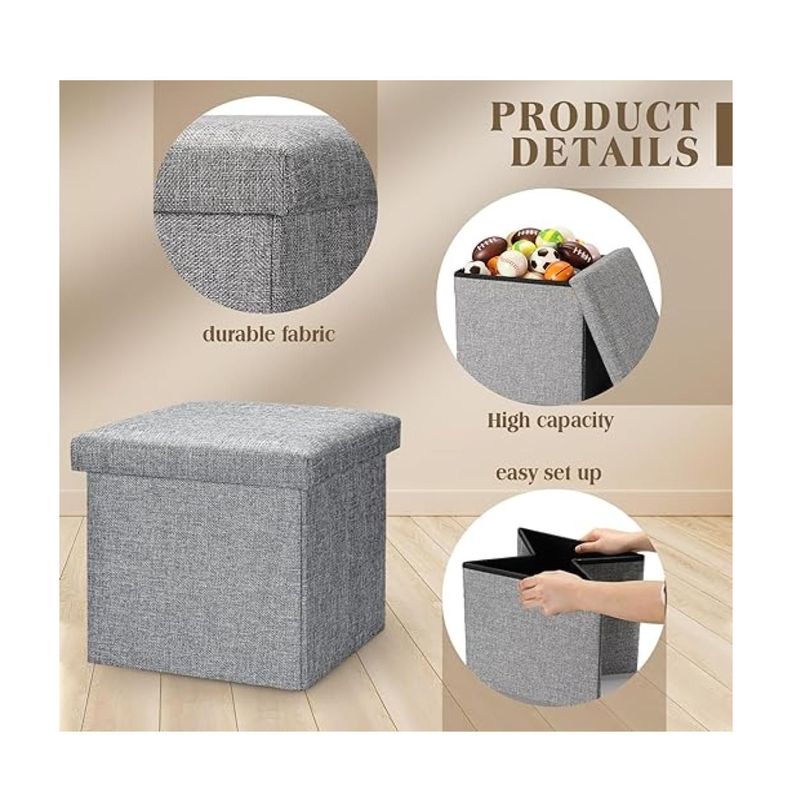 Reposapies De Almacenamiento Plegable Otomano 25x25x25cm-2