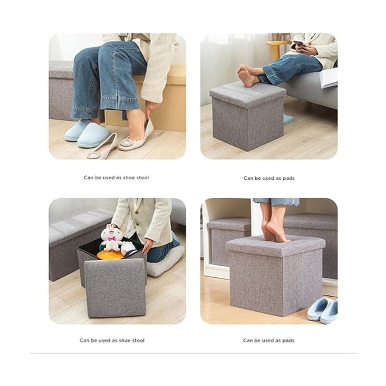 Reposapies De Almacenamiento Plegable Otomano 25x25x25cm-4