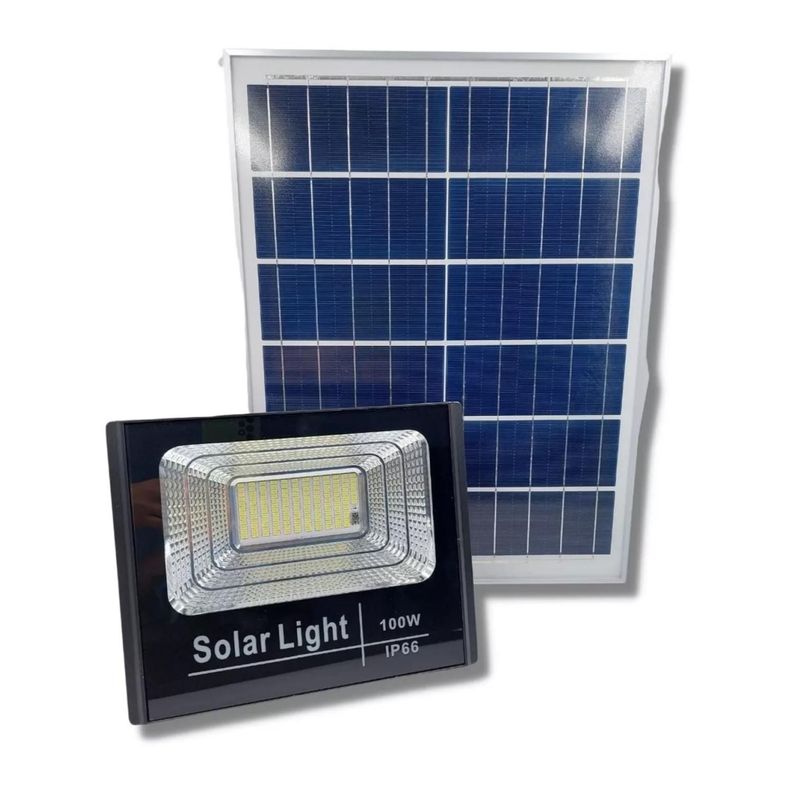 Foco LED Con Panel Solar 100W Montable Ajustable-0
