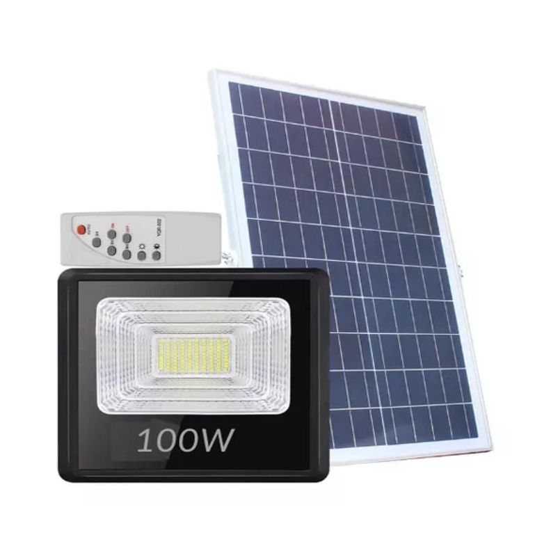Foco LED Con Panel Solar 100W Montable Ajustable-1