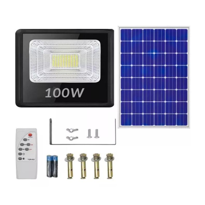 Foco LED Con Panel Solar 100W Montable Ajustable-3