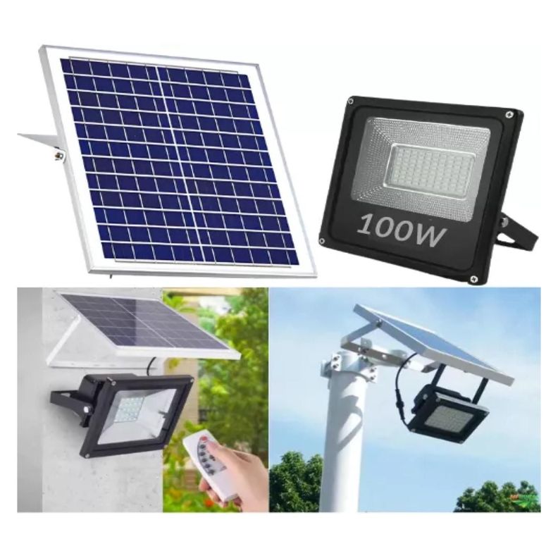 Foco LED Con Panel Solar 100W Montable Ajustable-4