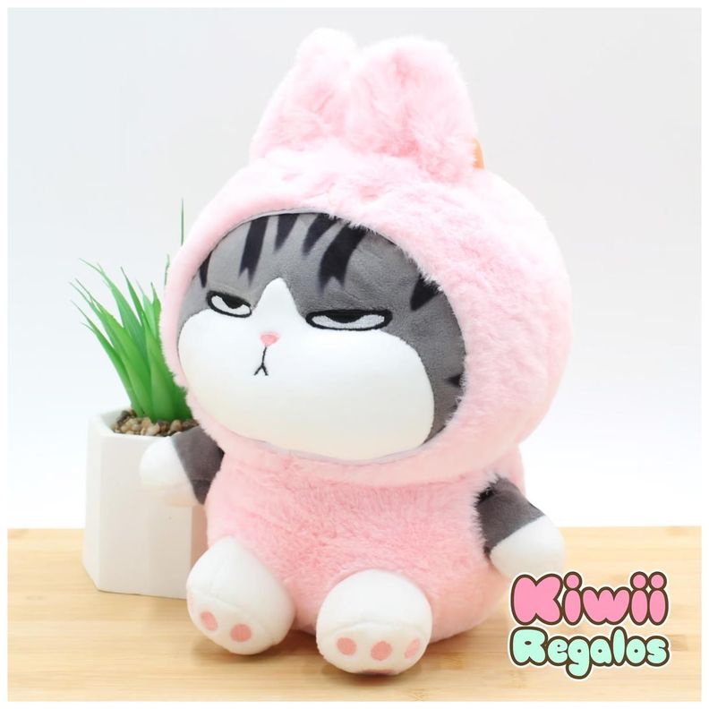 Juguete Peluche Gato Emperador Disfraz Rana Rosa Kawaii 40cm Infantil-1