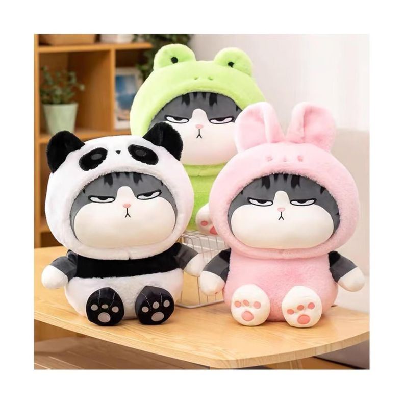 Juguete Peluche Gato Emperador Disfraz Rana Rosa Kawaii 40cm Infantil-2