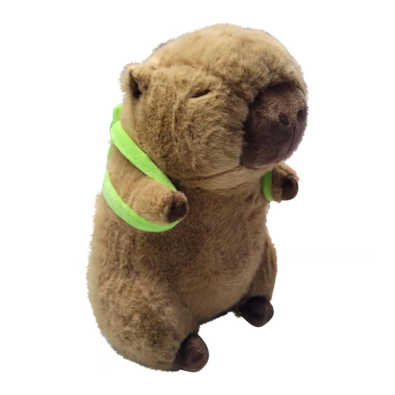 Juguete Peluche Capibara Con Mochila Tortuga 30cm Infantil Cafe